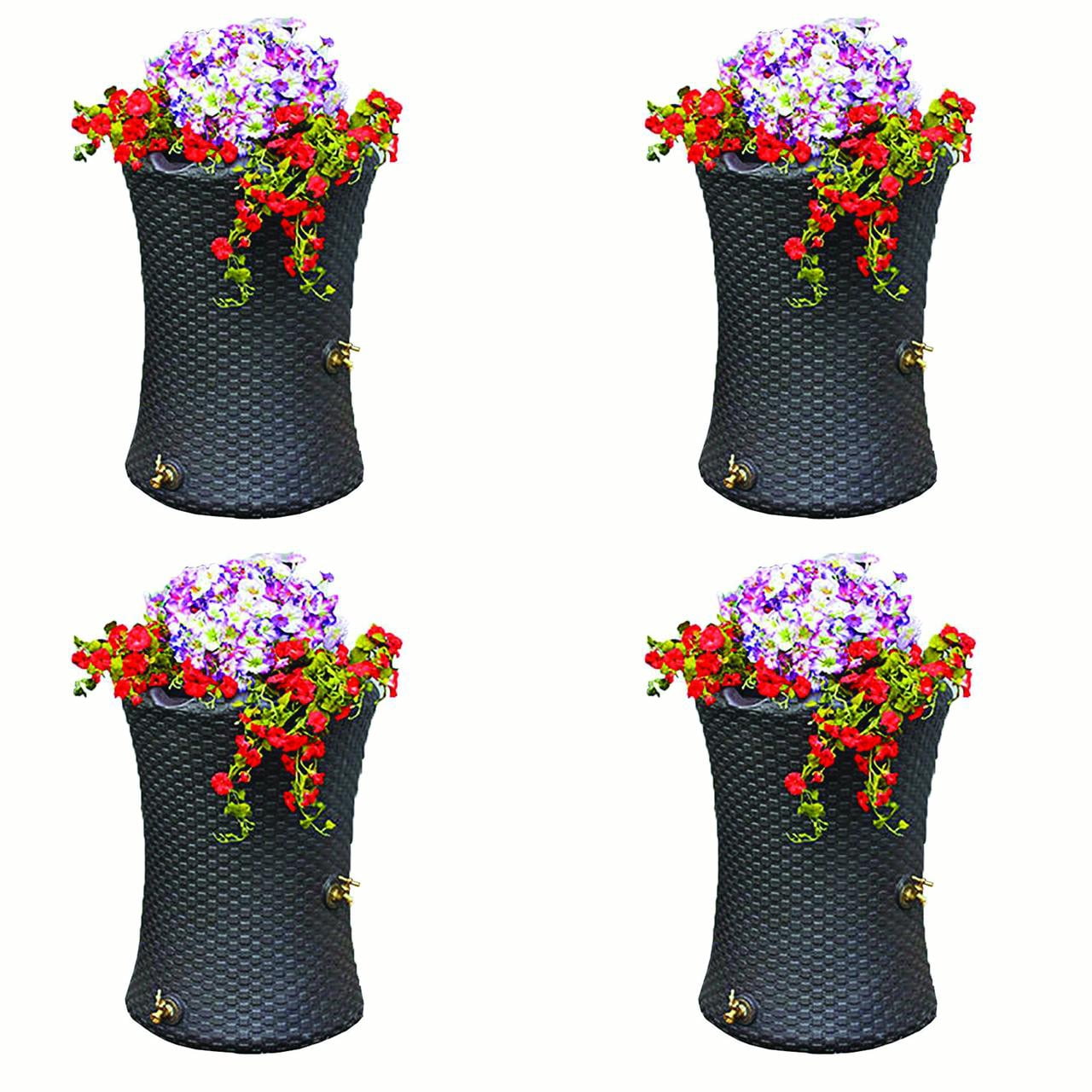 Good Ideas Impressions 50 Gallon Nantucket Rain Barrel Planter, Brown (4 Pack)
