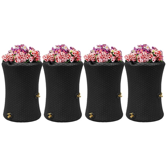 Good Ideas Impressions 50-Gallon Nantucket Rain Saver, Black (4 Pack)