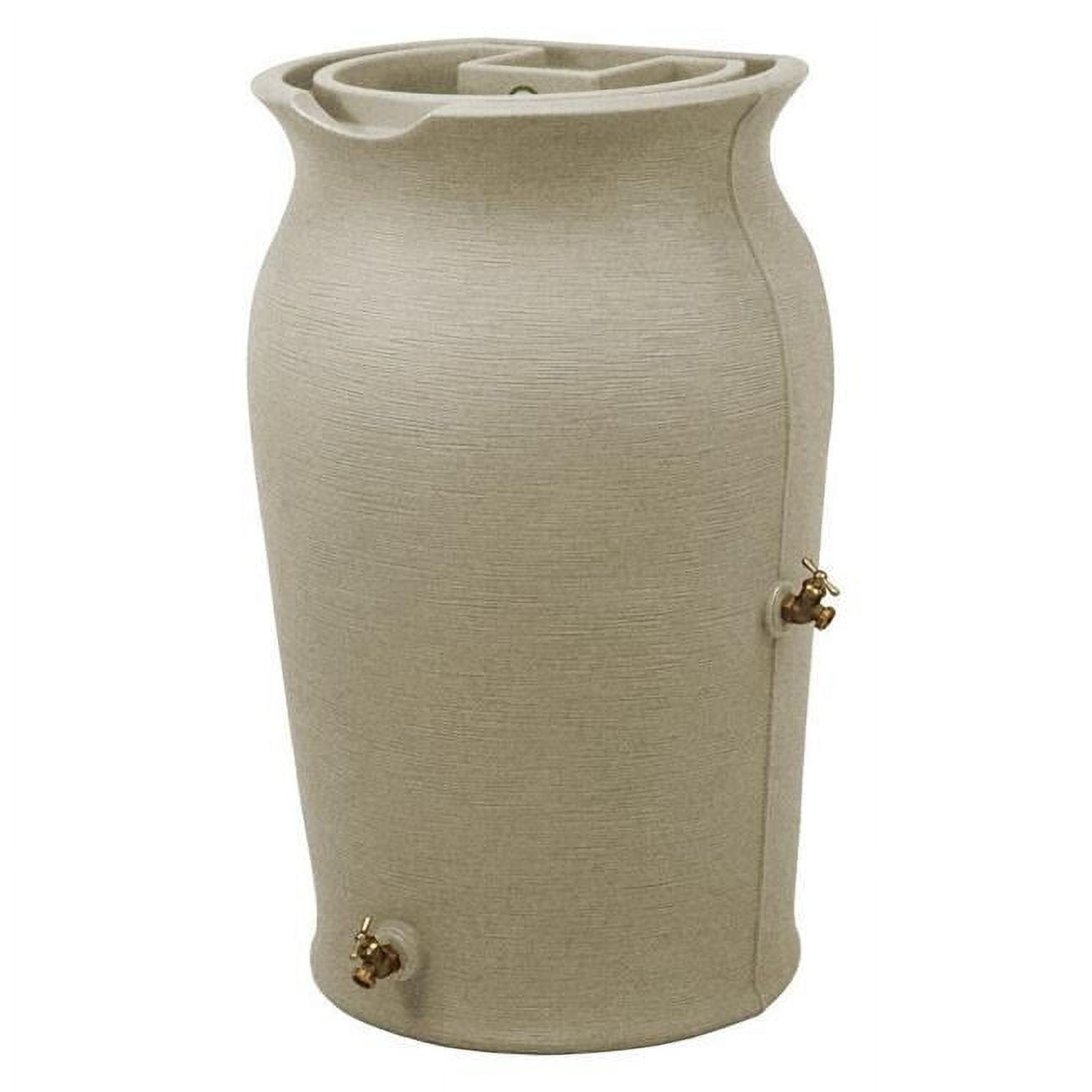 Sandstone Plastic Rain Barrel with Planter Top