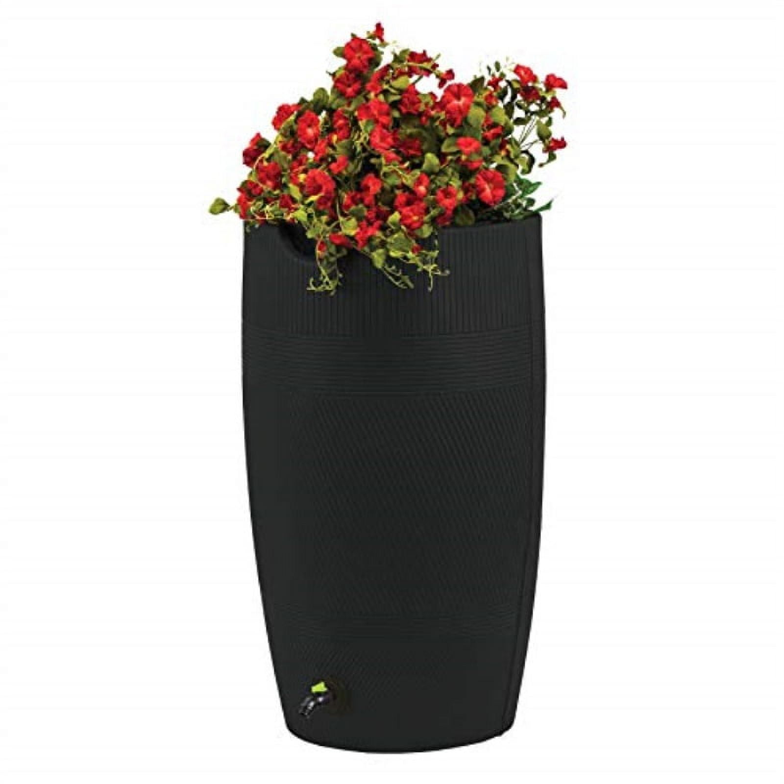 Black Recycled Plastic 50 Gallon Rain Saver Barrel