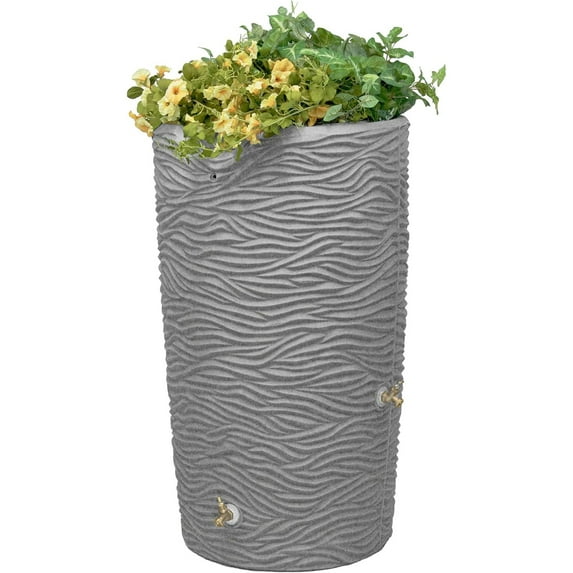 Good Ideas Impressions Palm 65 Gallon Rain Saver - Dark Granite