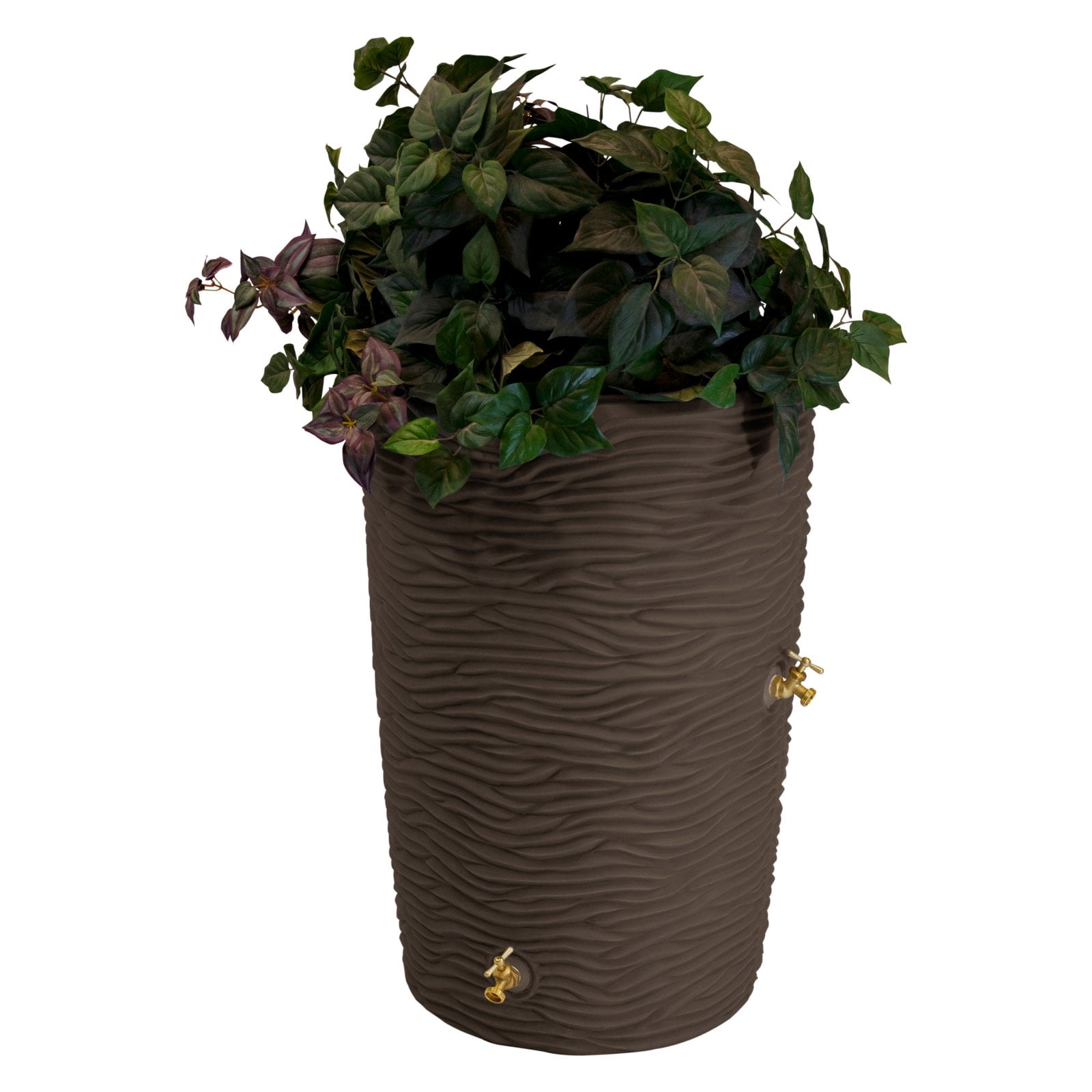 Oak 50 Gallon Plastic Planter Rain Barrel