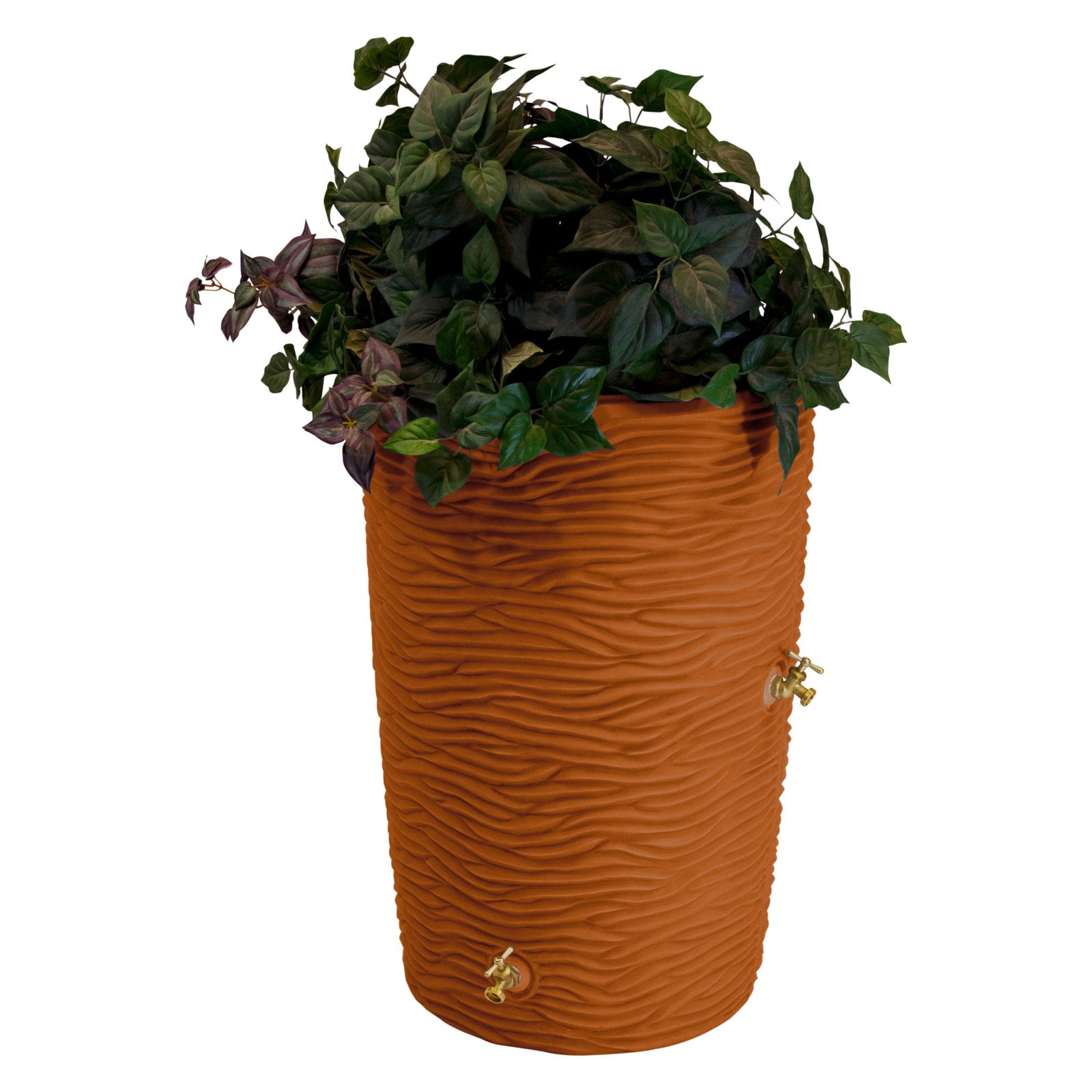Terra Cotta 65-Gallon Palm Texture Rain Barrel Planter