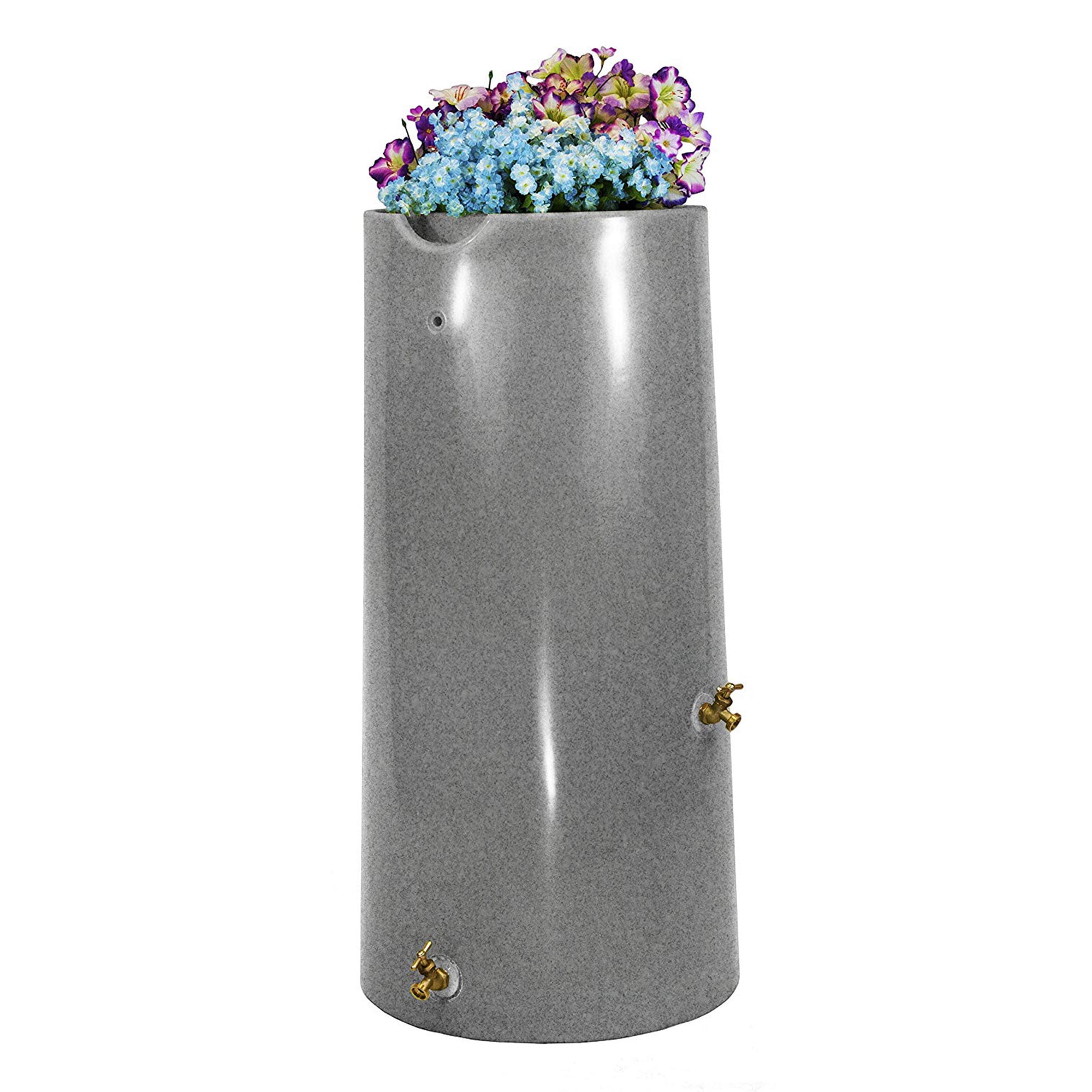 Light Granite 50-Gallon Plastic Planter Rain Barrel