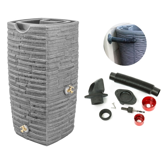 Good Ideas Impressions Riverwalk 50 Gal Rain Saver, Dark Granite & Diverter Flex Kit
