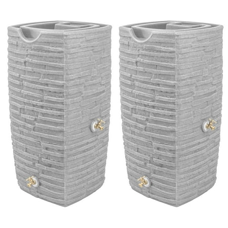Good Ideas Impressions Riverwalk 50 Gal Rain Saver, Light Granite (2 Pack)
