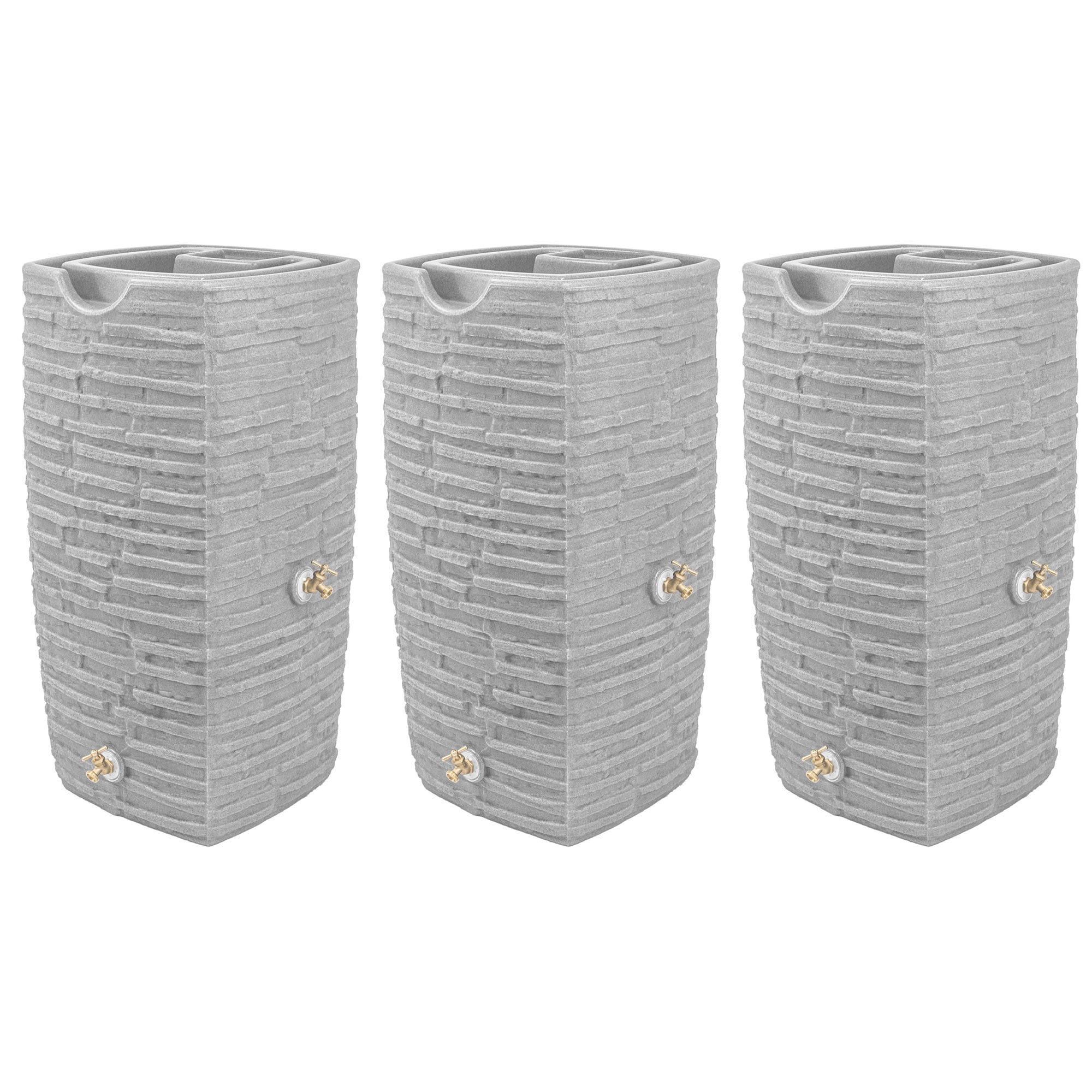 Good Ideas Impressions Riverwalk 50 Gal Rain Saver, Light Granite (3 Pack)
