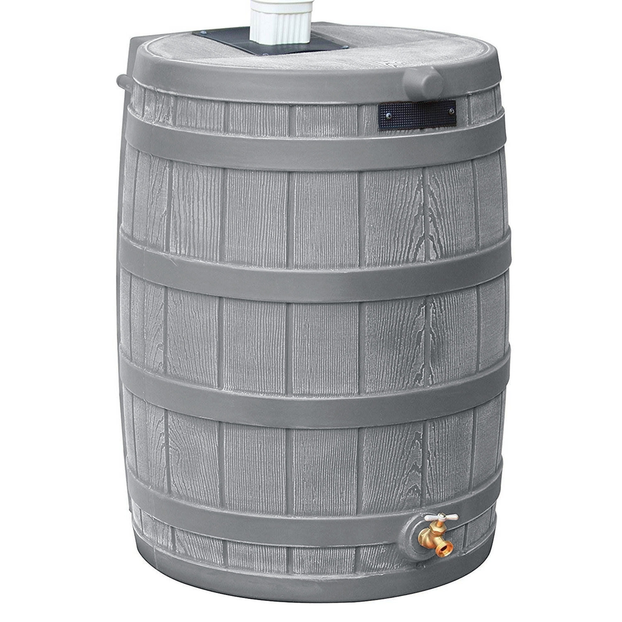 Good Ideas RW50 Rain Wizard 50gal Plastic Rain Barrel Water Collector, Gray