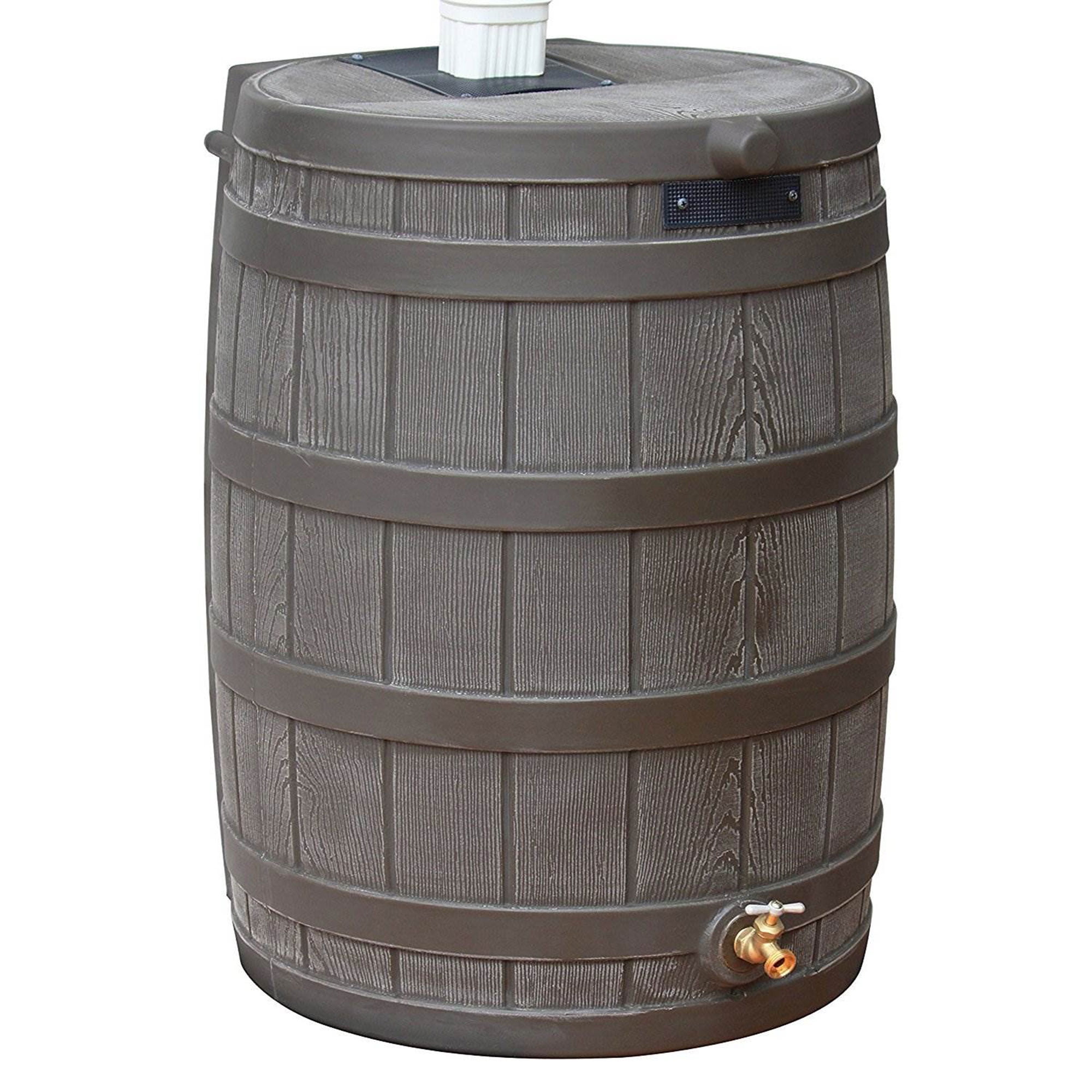 Oak 50 Gallon Faux Wood Rain Barrel with Brass Spigot