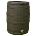 thumbnail image 1 of Good Ideas Rain Wizard 40 Gallon Plastic Rainwater Collection Barrel Drum, Oak, 1 of 3