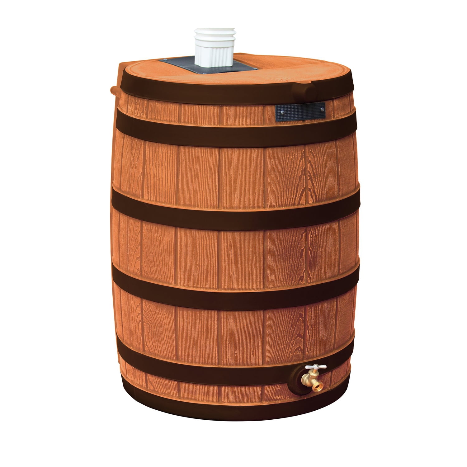 Terra Cotta Faux Oak 40 Gallon Rain Barrel with Spigot