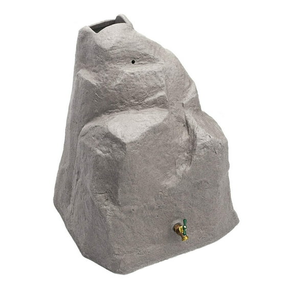 Good Ideas Rain Wizard 42 Gallon Rain Barrel Rock w/ Brass Spout, Light Granite