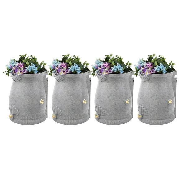 Good Ideas Rain Wizard 50 Gal Plastic Rain Barrel Urn, Granite (4 Pack)