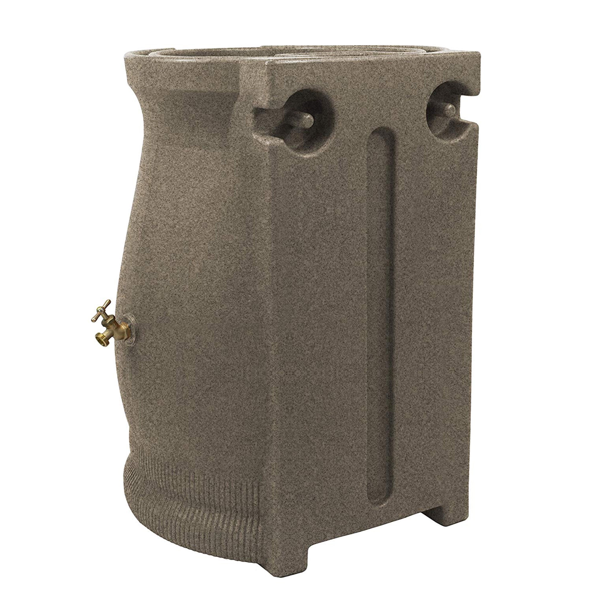 Good Ideas Rain Wizard 50 Gal Plastic Rain Barrel Urn, Sandstone (2 Pack)