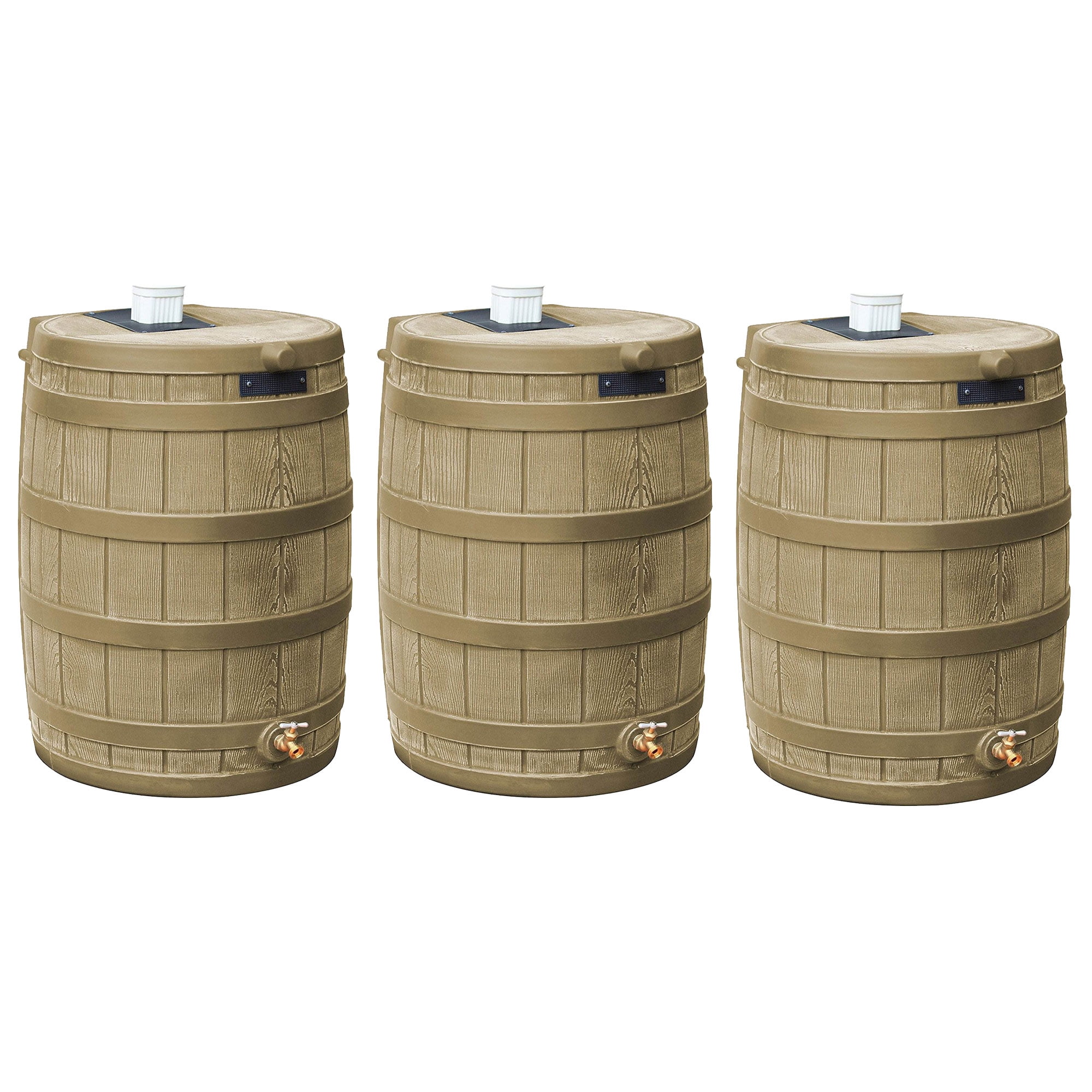 Good Ideas Rain Wizard 50 Gallon Plastic Barrel Water Collector, (3 Pack)