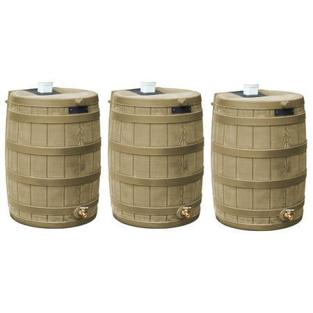 Good Ideas Rain Wizard 50 Gallon Plastic Barrel Water Collector, (3 Pack)