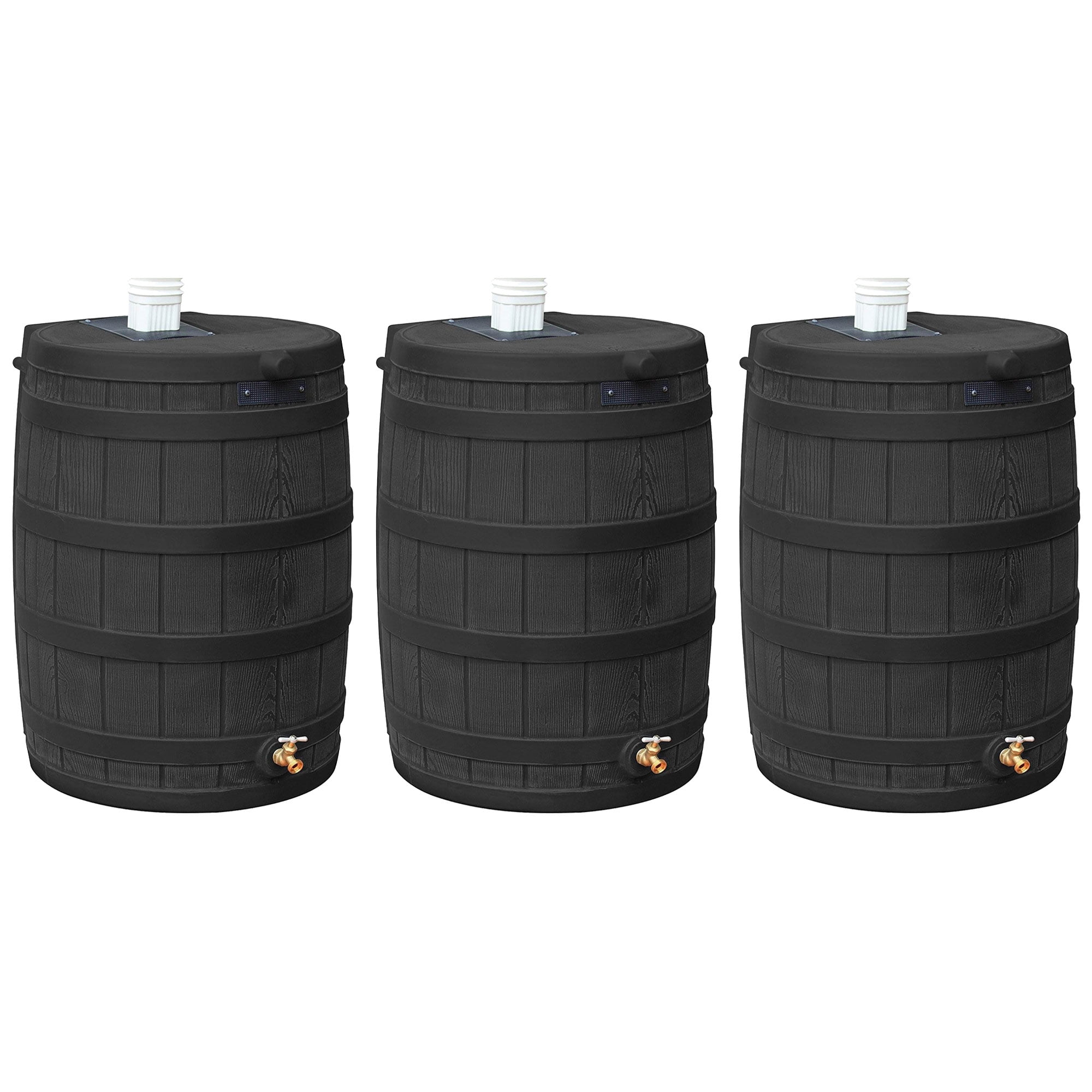 Good Ideas Rain Wizard 50 Gallon Plastic Barrel Water Collector, (3 Pack)