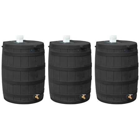 Good Ideas Rain Wizard 50 Gallon Plastic Barrel Water Collector, (3 Pack)