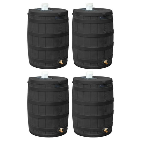 Good Ideas Rain Wizard 50 Gallon Plastic Barrel Water Collector, (4 Pack)