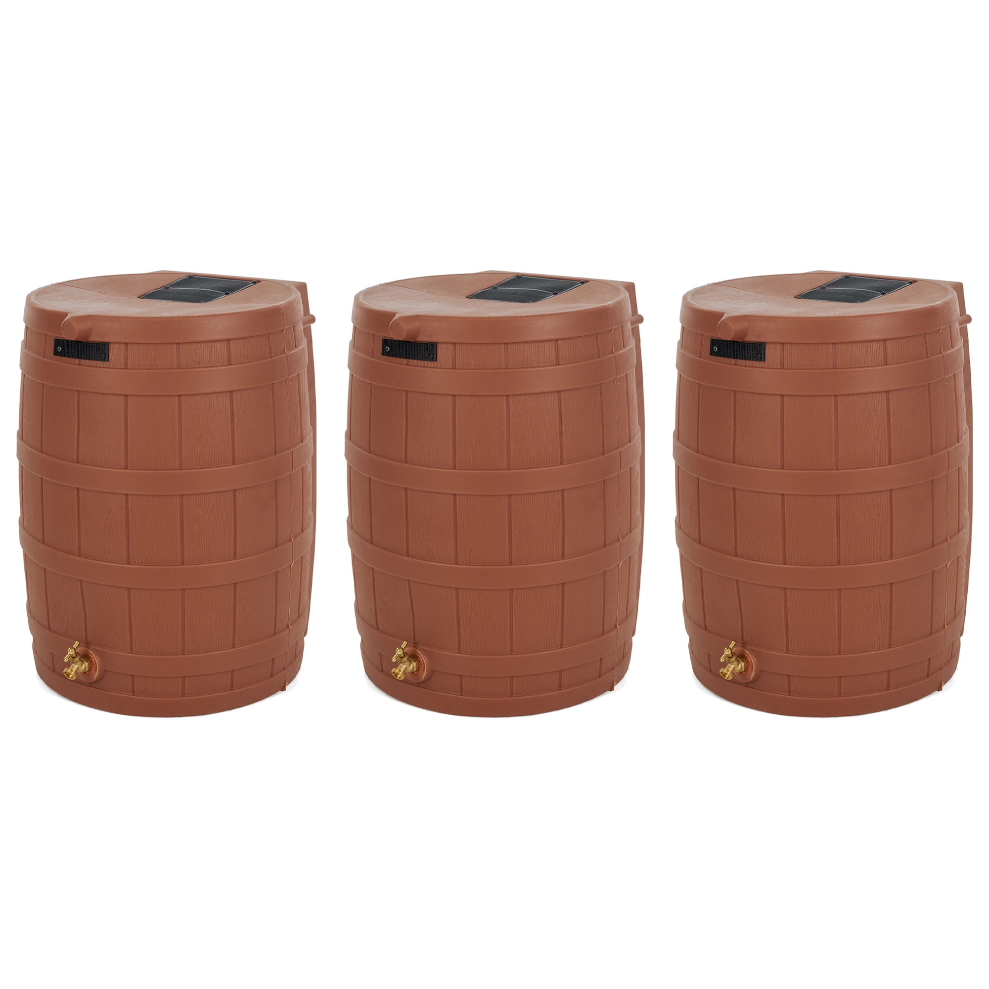 Good Ideas Rain Wizard 50 Gallon Rain Barrel, Terra Cotta, (3 Pack)