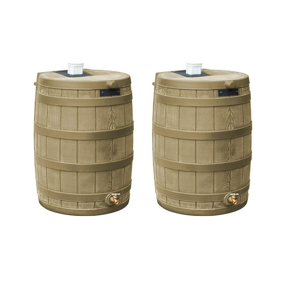 Good Ideas Rain Wizard 50 Gallon Rain Barrel Water Collector, (2 Pack)