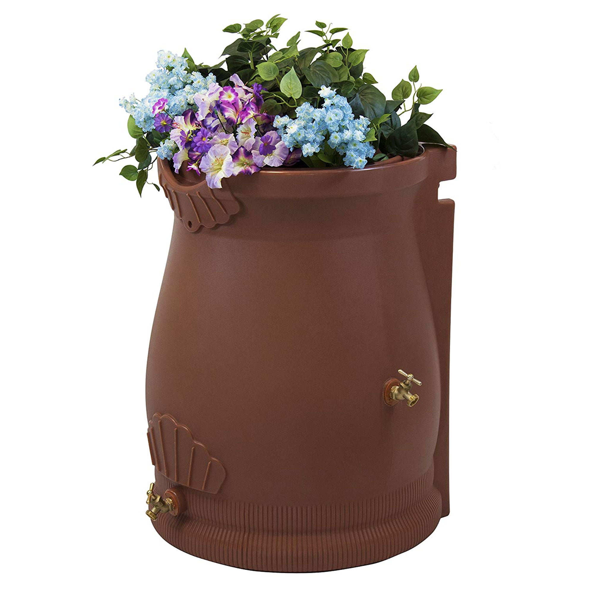 Terra Cotta 50 Gallon Dual Overflow Planter Rain Barrel