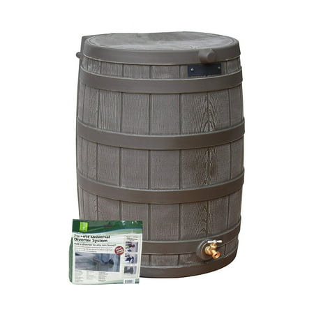 Good Ideas Rain Wizard 50-Gallon Rain Barrel with Diverter Kit - Oak