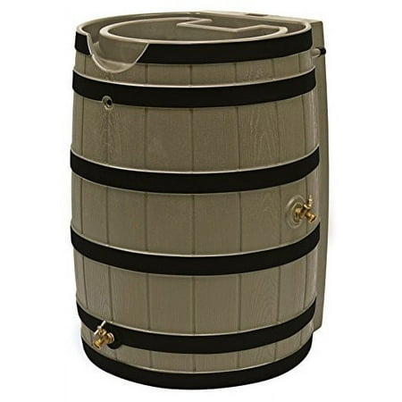 Good Ideas Rain Wizard 65 Gallon Rain Barrel with Darkened Ribs - Khaki