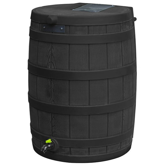 Good Ideas Rain Wizard Eco 50 Gal Rain Saver, Spigot, Recycled Materials, Black