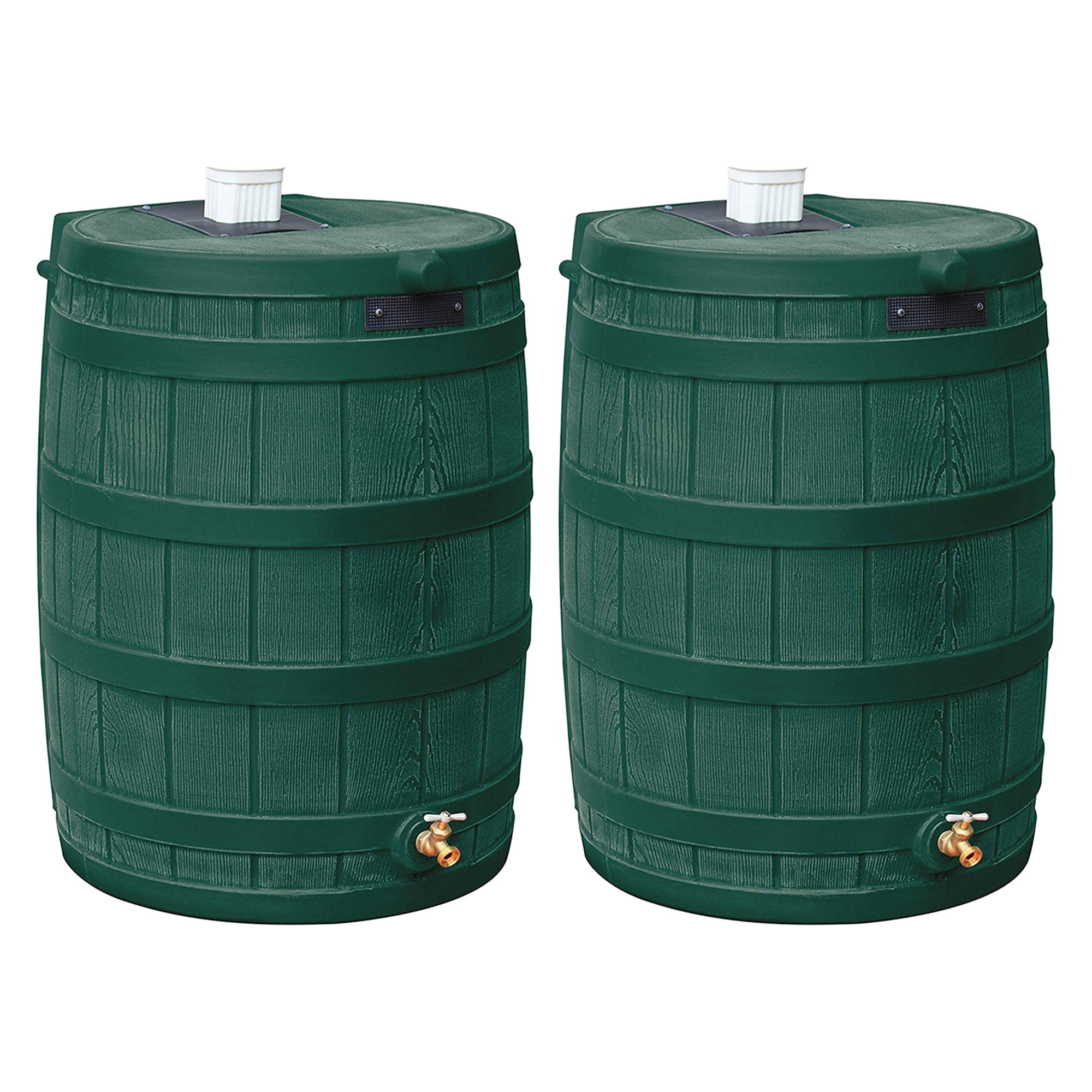 Good Ideas Rain Wizard Rain Storage Rain Barrel 50 Gallon, Green, (2 Pack)