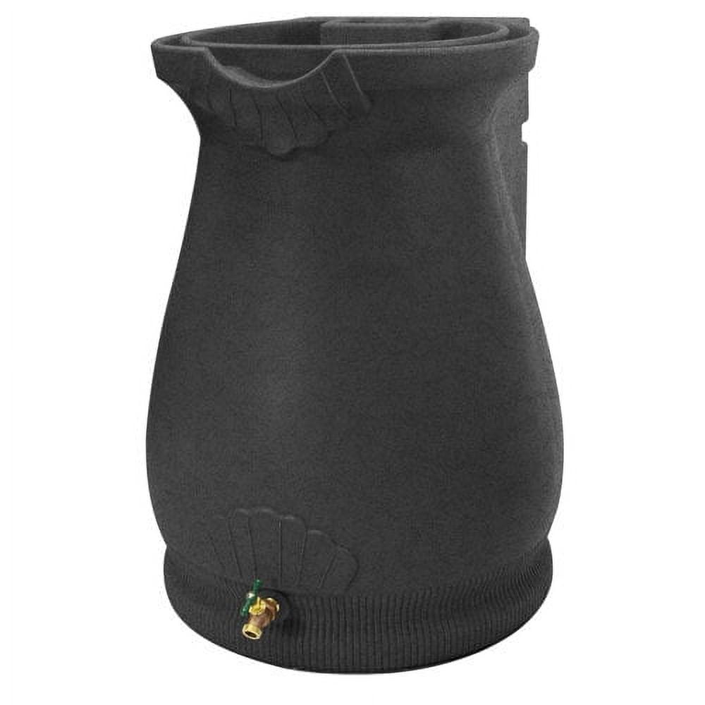 Oak Polyethylene Resin Dual Overflow Planter Rain Barrel