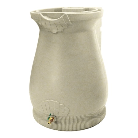 Good Ideas Rain Wizard Self-Draining Resin Urn, 65 Gallon Rain Barrel, Sandstone
