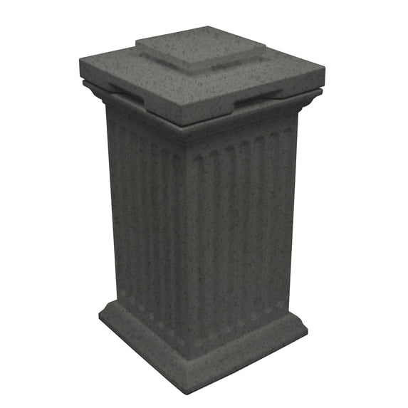 Good Ideas Savannah Outdoor Column 30 Gallon Storage and Waste Bin, Dark Granite