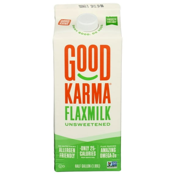 Good Karma Foods Unsweetened Flax Milk, 64 Ounce -- 6 per case.