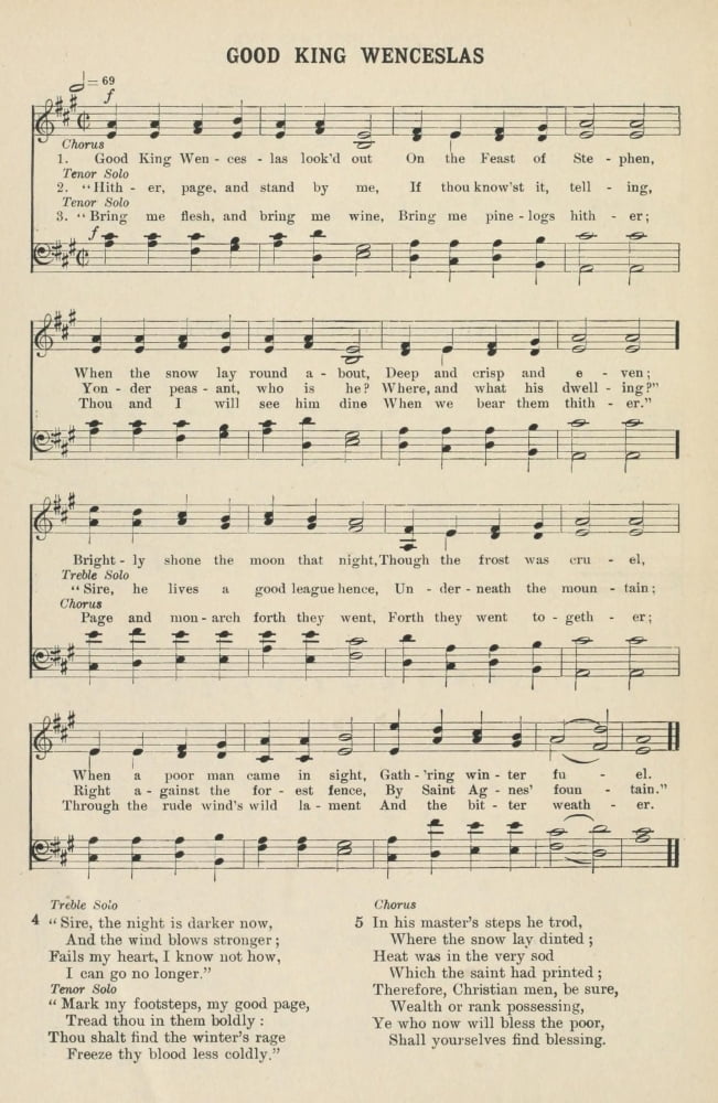 Good King Wenceslas Neale Christmas Carols & Hymns 1910 Canvas Art - (18 x 24)