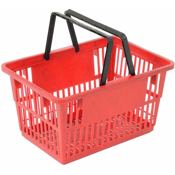Good L  Large Shopping Basket with Plastic Handle 33 Liter 19-3/8"L x 13-1/4"W x 10"H Red
