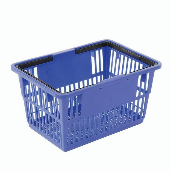 Good L Corp. ® Plastic Shopping Basket with Plastic Handle, Standard, Blue, 17"L X 12"W X 9"H, Lot of 12