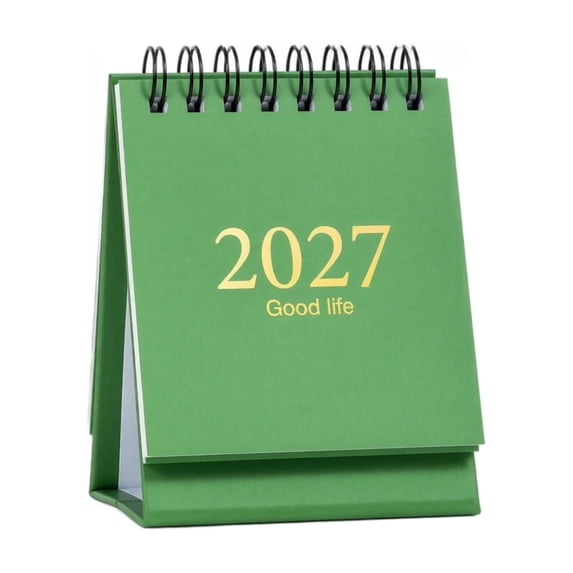 Good Life 2027 Desk Calendar with Wire Binding and Foldable Stand, Compact Desktop Calendar for Office Desk Decor, Home Office Accessories for Teachers Coworkers