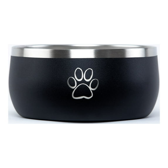 Good Life Gear SF7010 M Black 34 oz Double Wall Stainless Steel Pet Bowl, Powder Coat Black - Medium