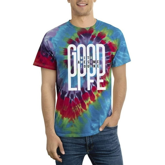 Good Life Quote Tie Dye Spiral Men -Image by Shutterstock, Male Small