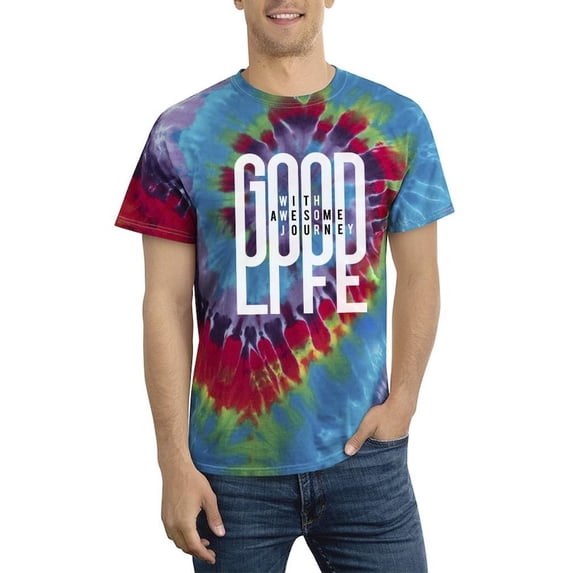 Good Life Quote Tie Dye Spiral Men -Image by Shutterstock, Male XX-Large