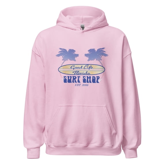 Good Life Surf Shop Beach Hoodie Longboard Unisex Fleece
