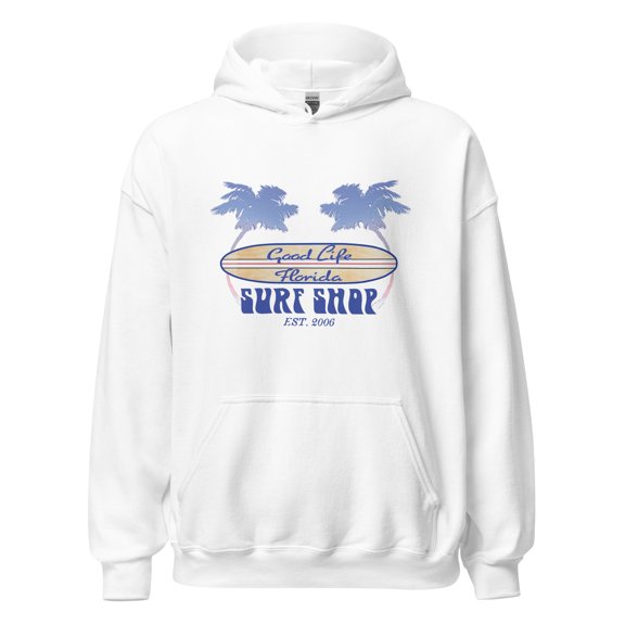 Good Life Surf Shop Beach Hoodie Longboard Unisex Fleece