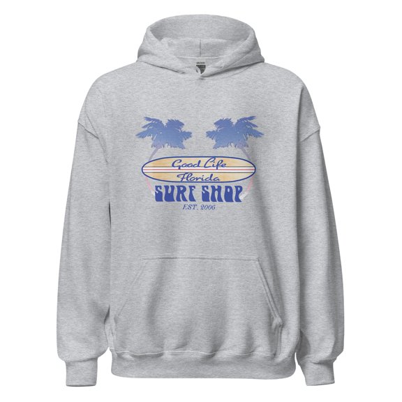 Good Life Surf Shop Beach Hoodie Longboard Unisex Fleece