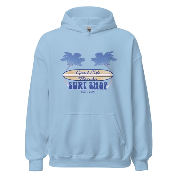 Good Life Surf Shop Beach Hoodie Longboard Unisex Fleece