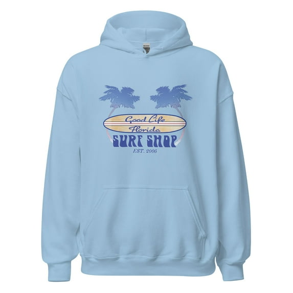 Good Life Surf Shop Beach Hoodie Longboard Unisex Fleece