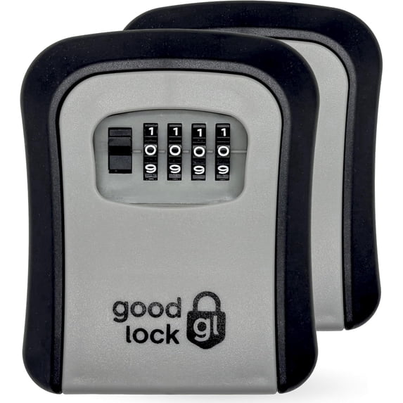 Good Lock Portable Key Storage Box - Lightweight & Durable Plastic Combination Lockbox - 4-Digit Code Security Lockbox for House Keys, Realtors, Airbnb & Contractors - Gray/Black-2