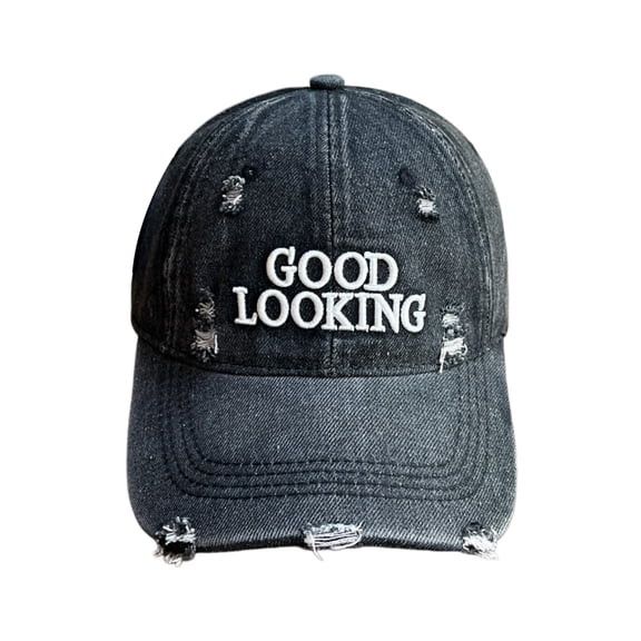 Good Looking Embroidered Baseball Cap, Cowboy Style Adjustable Hat for Big Head Circumference, Flattering Design for a Smaller Face Look, Casual Fashion Hat for Daily Wear - Dark Gray