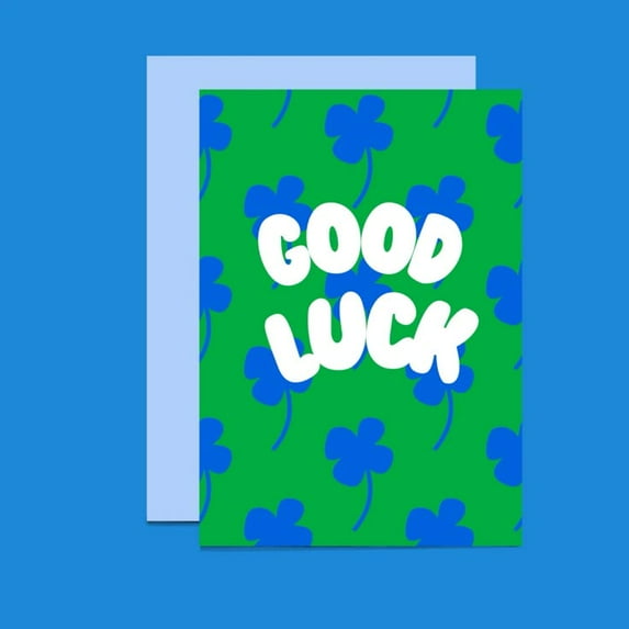 Good Luck Card with Clover Design – Colorful Greeting Card, Blank Inside, Includes Envelope – Perfect for Best Wishes, Future Endeavors, or Supportive Messages