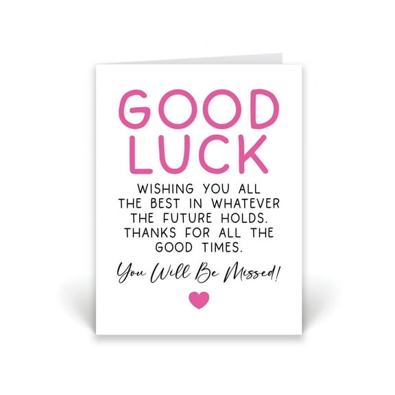 Good Luck Card Inspirational Design with Heart Wishing You the Best for the Future Perfect Farewell Gift Envelope Included
